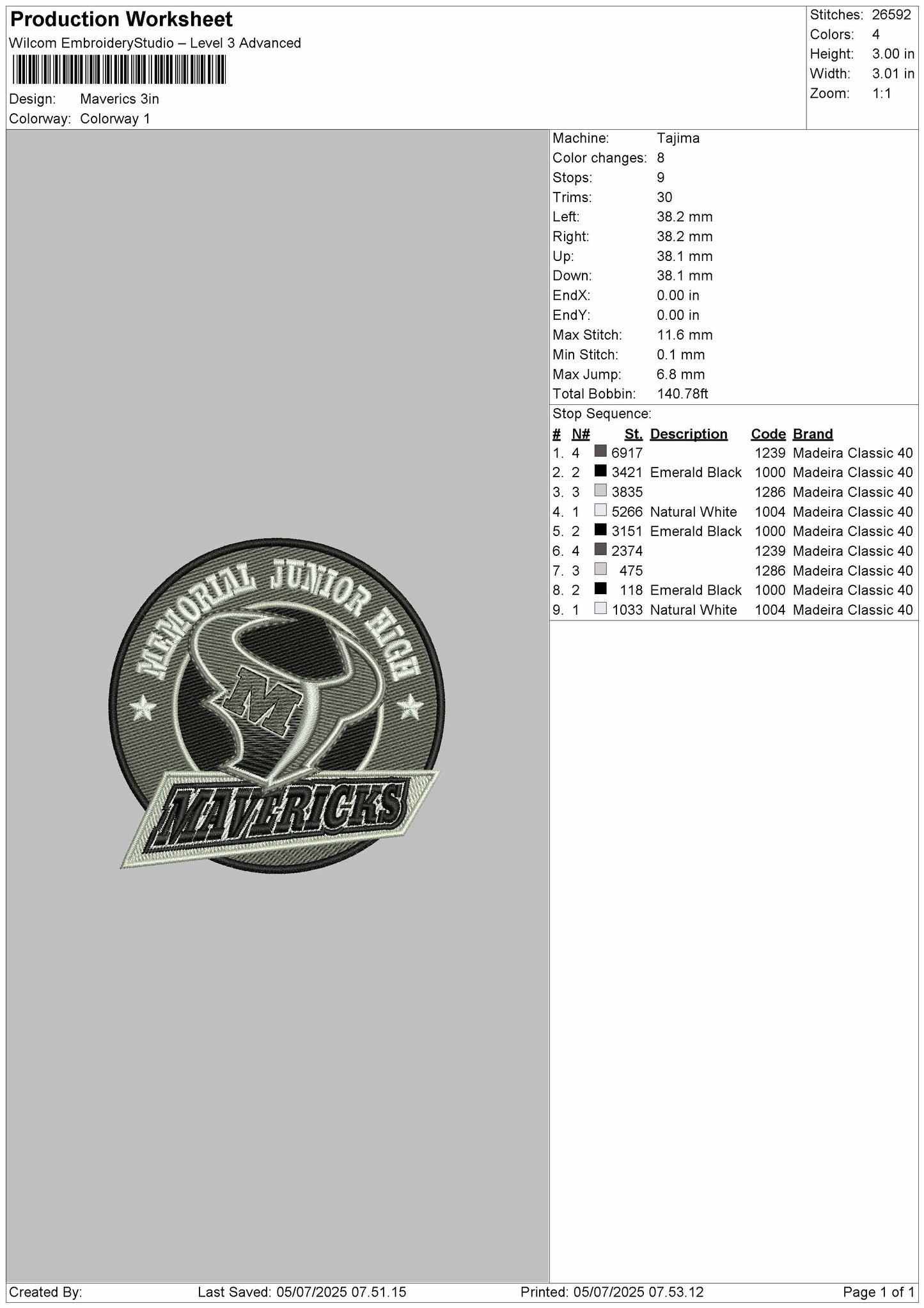 Mavericks Embroidery Design File