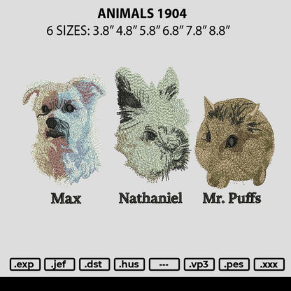 Animals 1904 Embroidery File 6 sizes