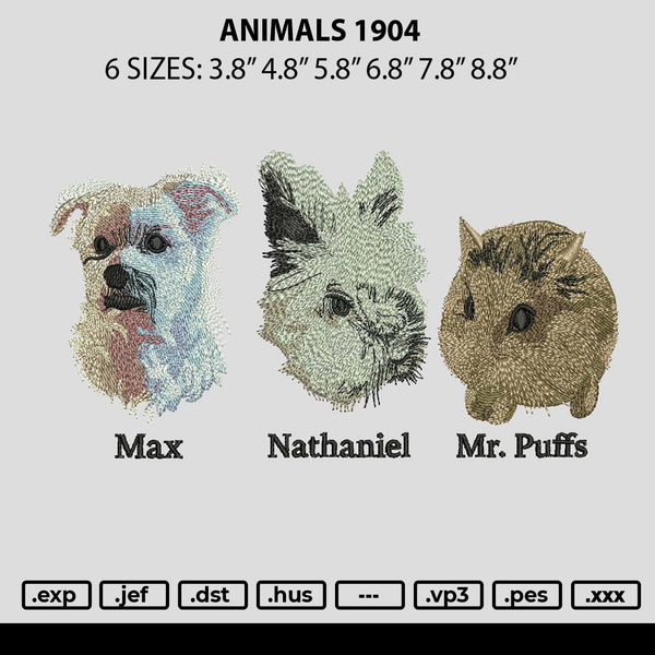 Animals 1904 Embroidery File 6 sizes