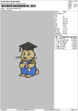 Rabbit Graduation Embroidery File 6 sizes