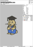 Rabbit Graduation Embroidery File 6 sizes