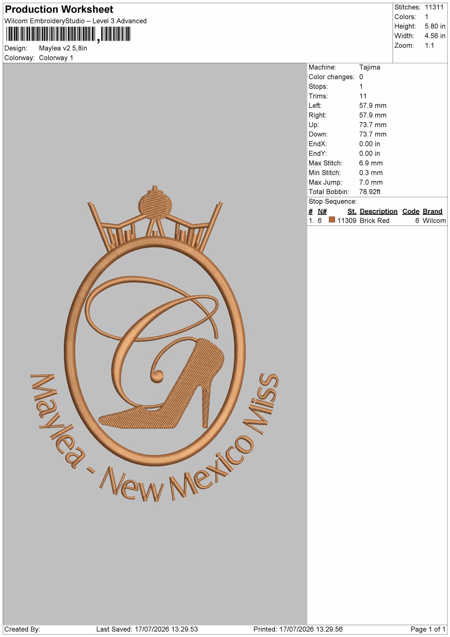 Maylea Text Embrodiery Machine Design File 6 sizes