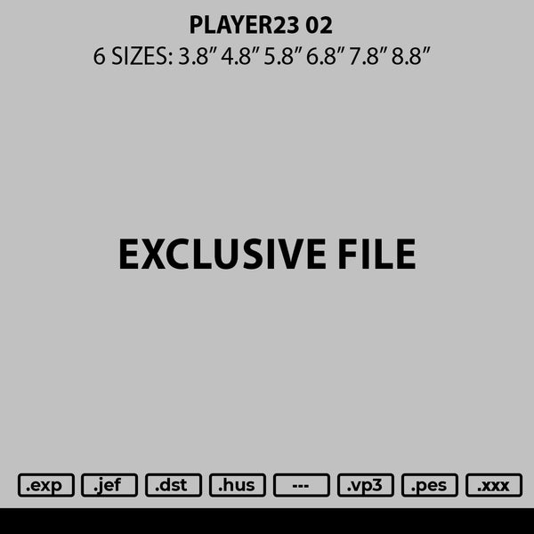 Player23 02 Embroidery File 6 sizes