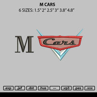 M Cars Embroidery File 6 sizes