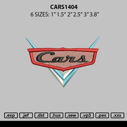 Cars1404 Embroidery File 6 sizes