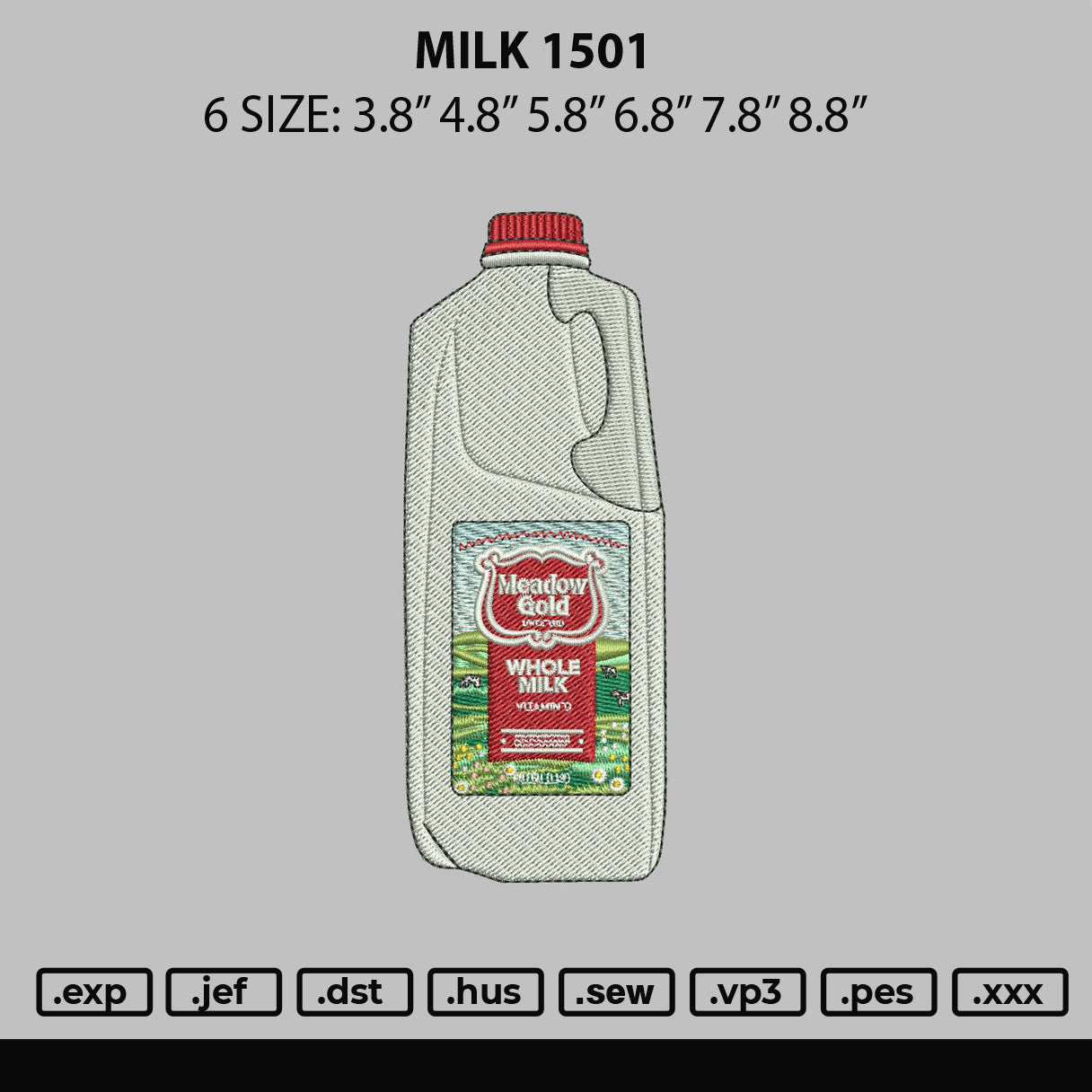 Milk 1501 Embroidery File 6 sizes