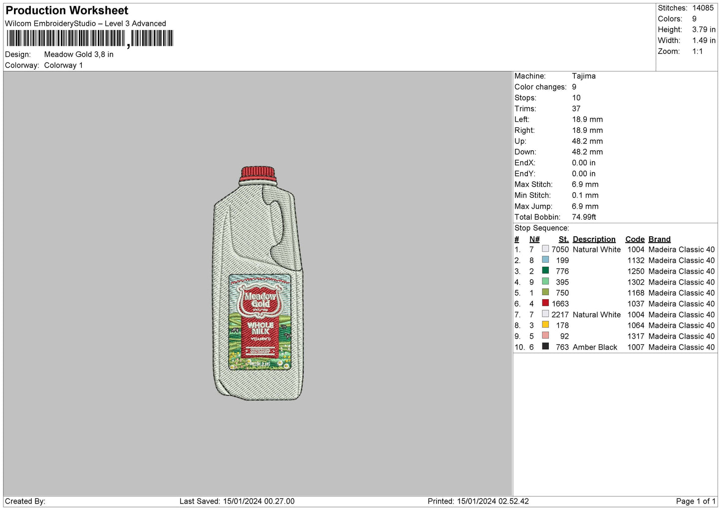 Milk 1501 Embroidery File 6 sizes