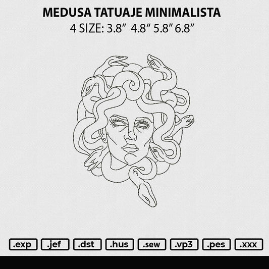 Medusa Tatuaje Minimalista Embroidery File 4 sizes