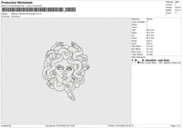 Medusa Tatuaje Minimalista Embroidery File 4 sizes