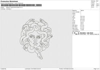 Medusa Tatuaje Minimalista Embroidery File 4 sizes