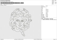 Medusa Tatuaje Minimalista Embroidery File 4 sizes