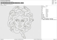Medusa Tatuaje Minimalista Embroidery File 4 sizes