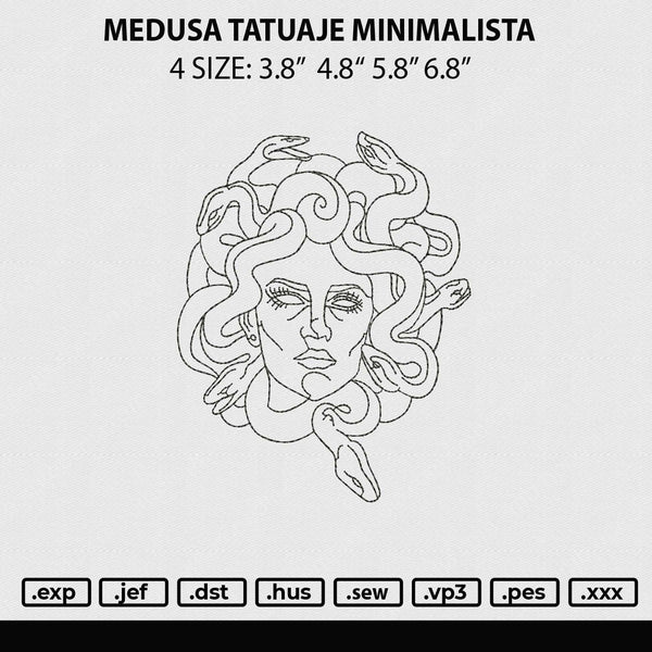 Medusa Tatuaje Minimalista Embroidery File 4 sizes