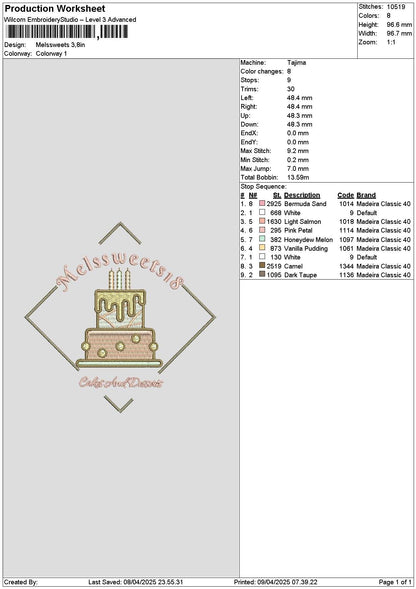 Melssweetstext Embroidery File 6 sizes