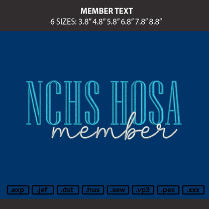 Member Text Embroidery Machine Design File 6 sizes