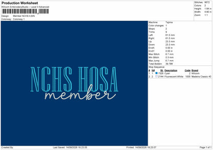 Member Text Embroidery Machine Design File 6 sizes