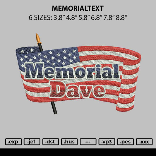 Memorialtext Embroidery Machine Design File 6 sizes