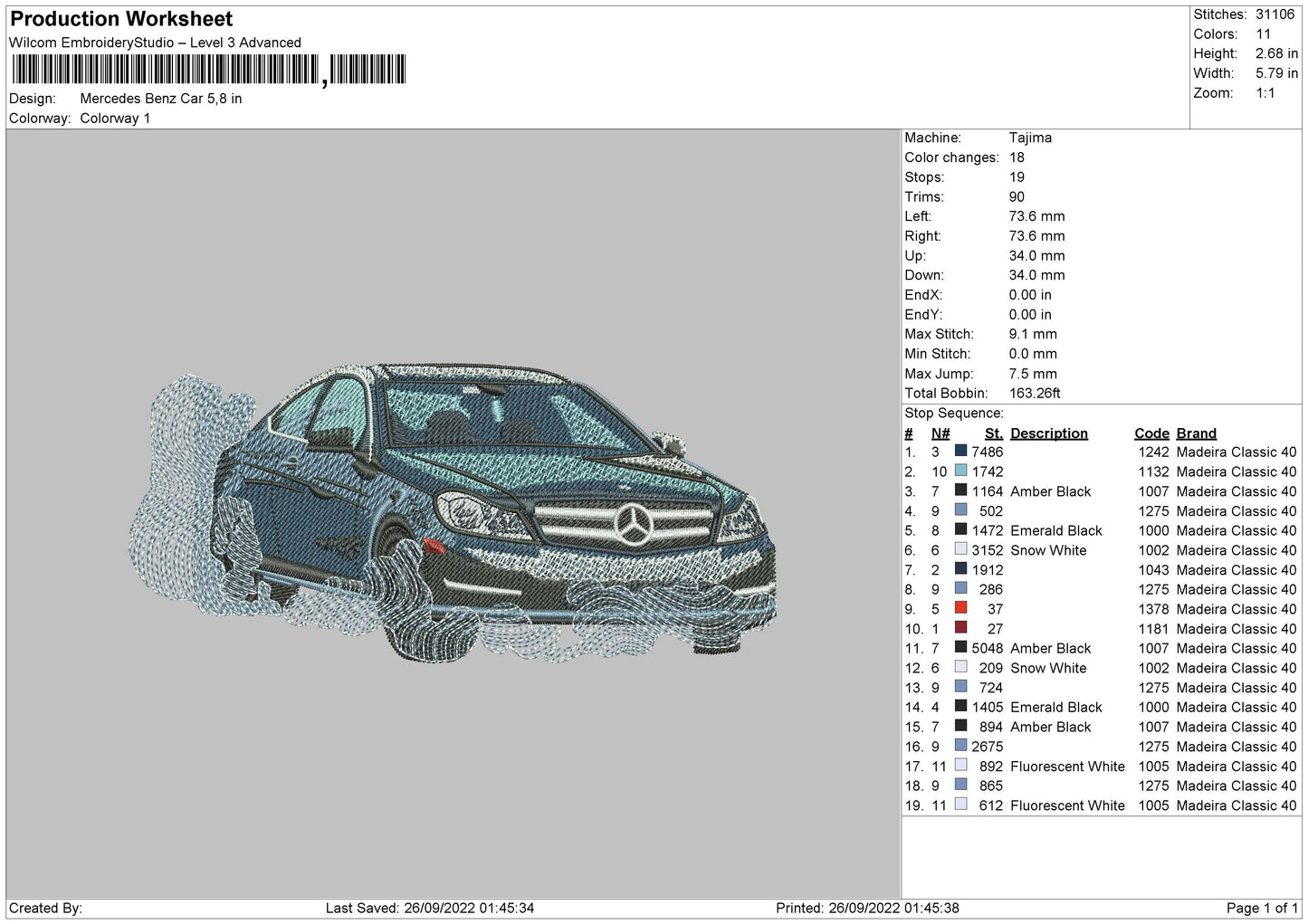 Mercedes Benz Embroidery File 5 sizes