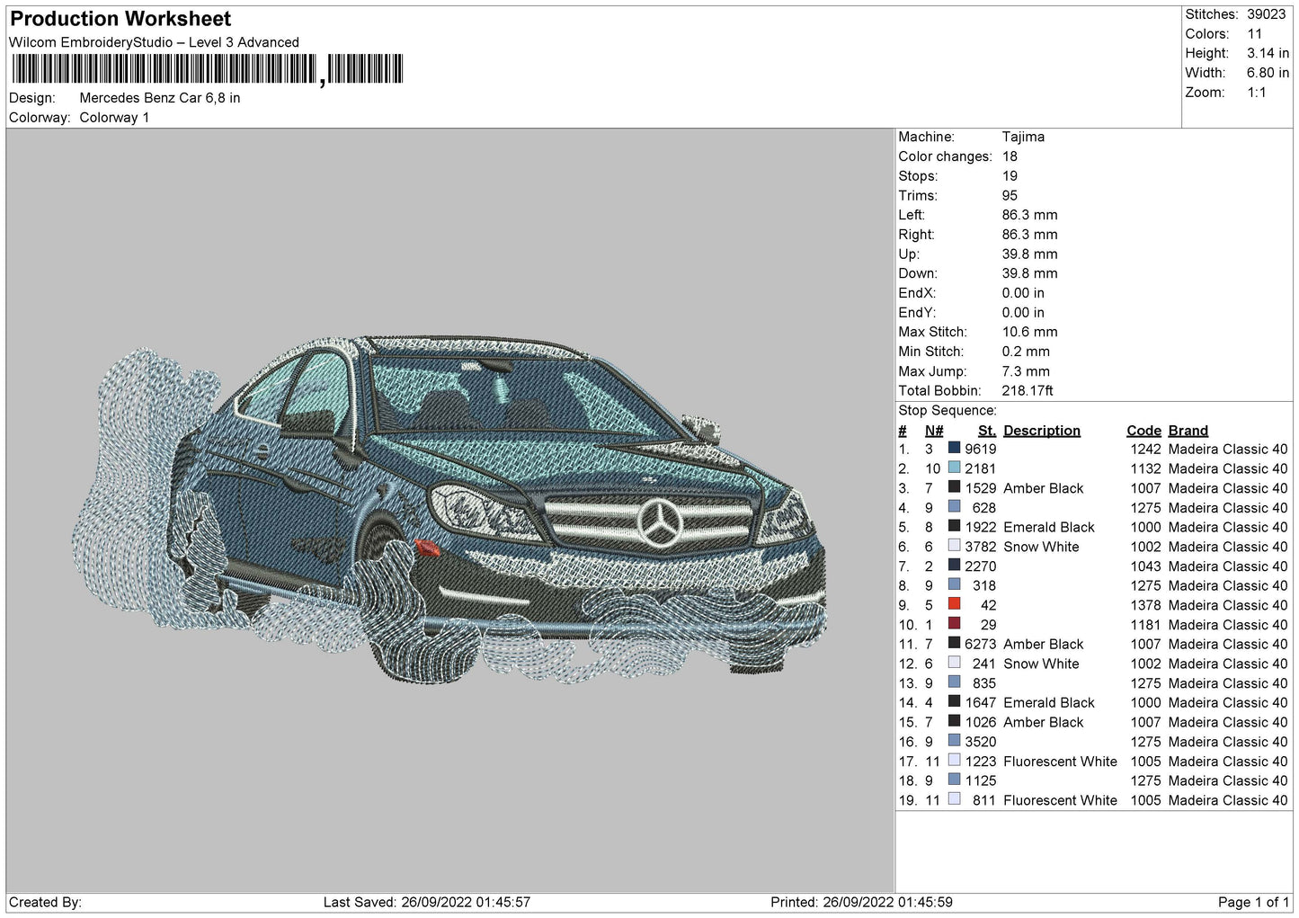Mercedes Benz Embroidery File 5 sizes
