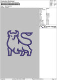 Bull Outline Embroidery File 6 sizes