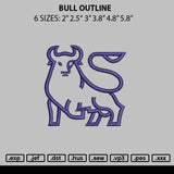 Bull Outline Embroidery File 6 sizes