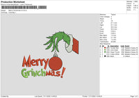 Merry Grinchmas V2 Embroidery File 6 sizes