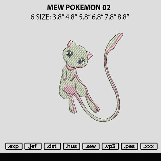 Mew Pokemon 02 Embroidery File 6 sizes