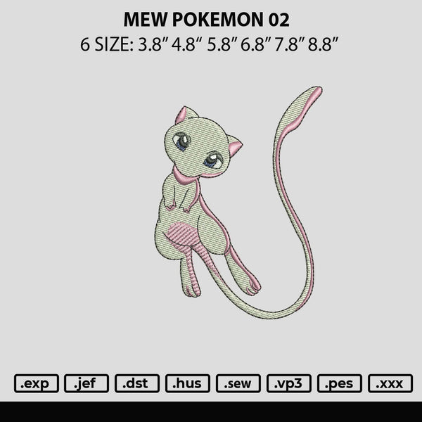 Mew Pokemon 02 Embroidery File 6 sizes