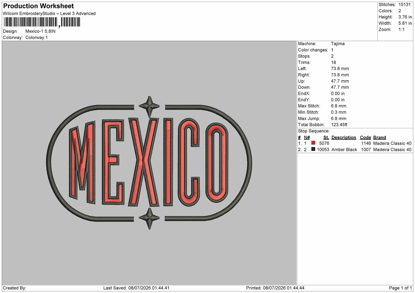 Mexicotext 01 Embroidery Machine Design File 6 sizes