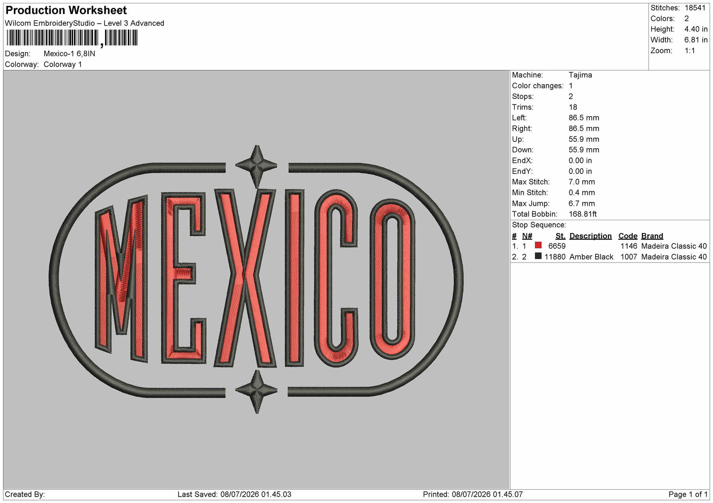 Mexicotext 01 Embroidery Machine Design File 6 sizes