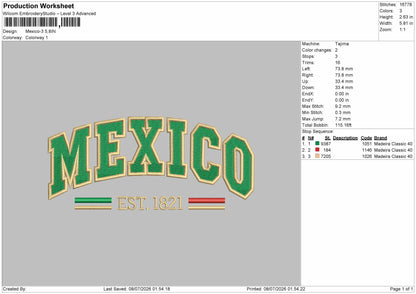 Mexicotext 03 Embroidery Machine Design File 6 sizes