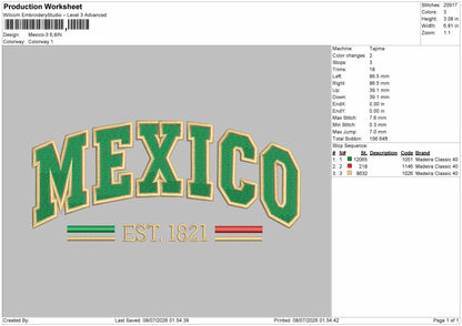 Mexicotext 03 Embroidery Machine Design File 6 sizes