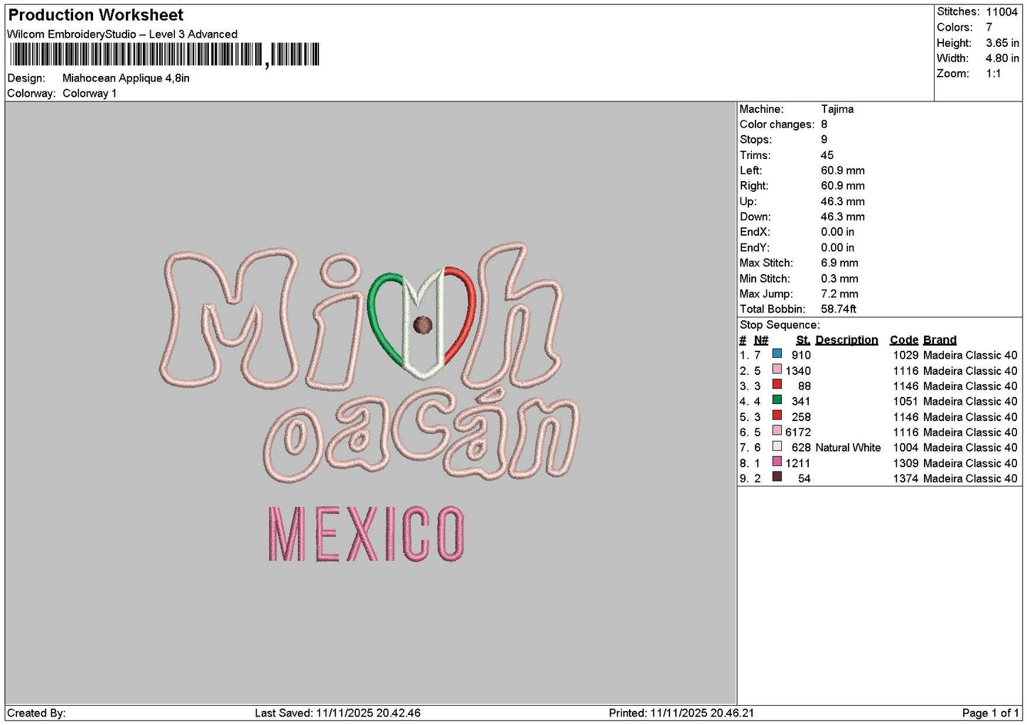 Mexicotext 1011 Embroidery File 6 sizes