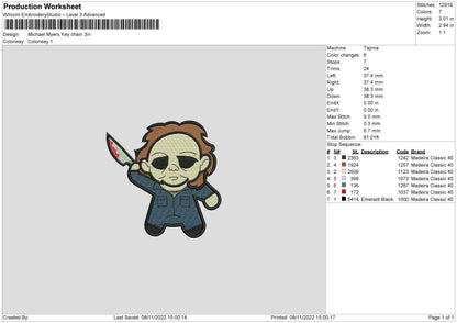 Michael Chibi Embroidery File 6 sizes