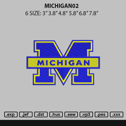 Michigan02 Embroidery File 6 sizes
