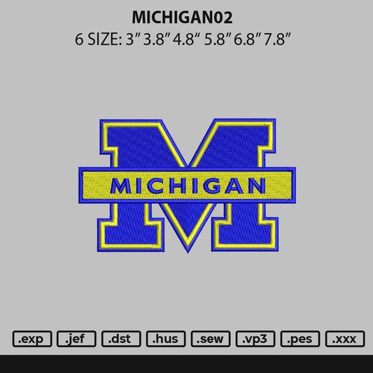 Michigan02 Embroidery File 6 sizes