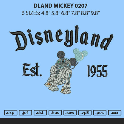 Dland Mickey 0207 Embroidery File 6 sizes