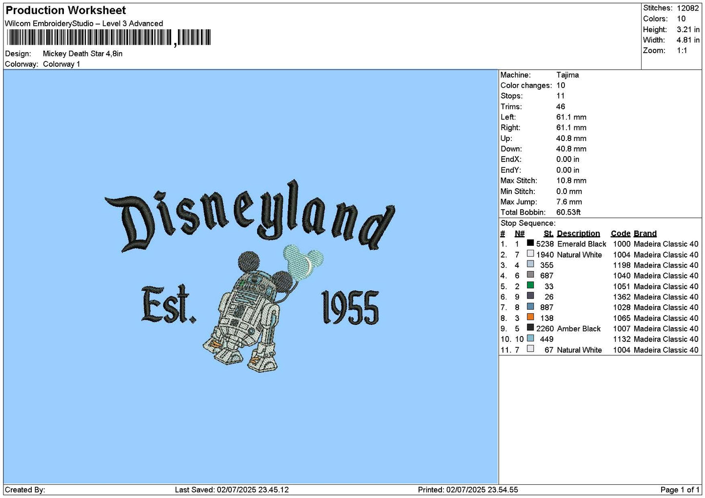Dland Mickey 0207 Embroidery File 6 sizes