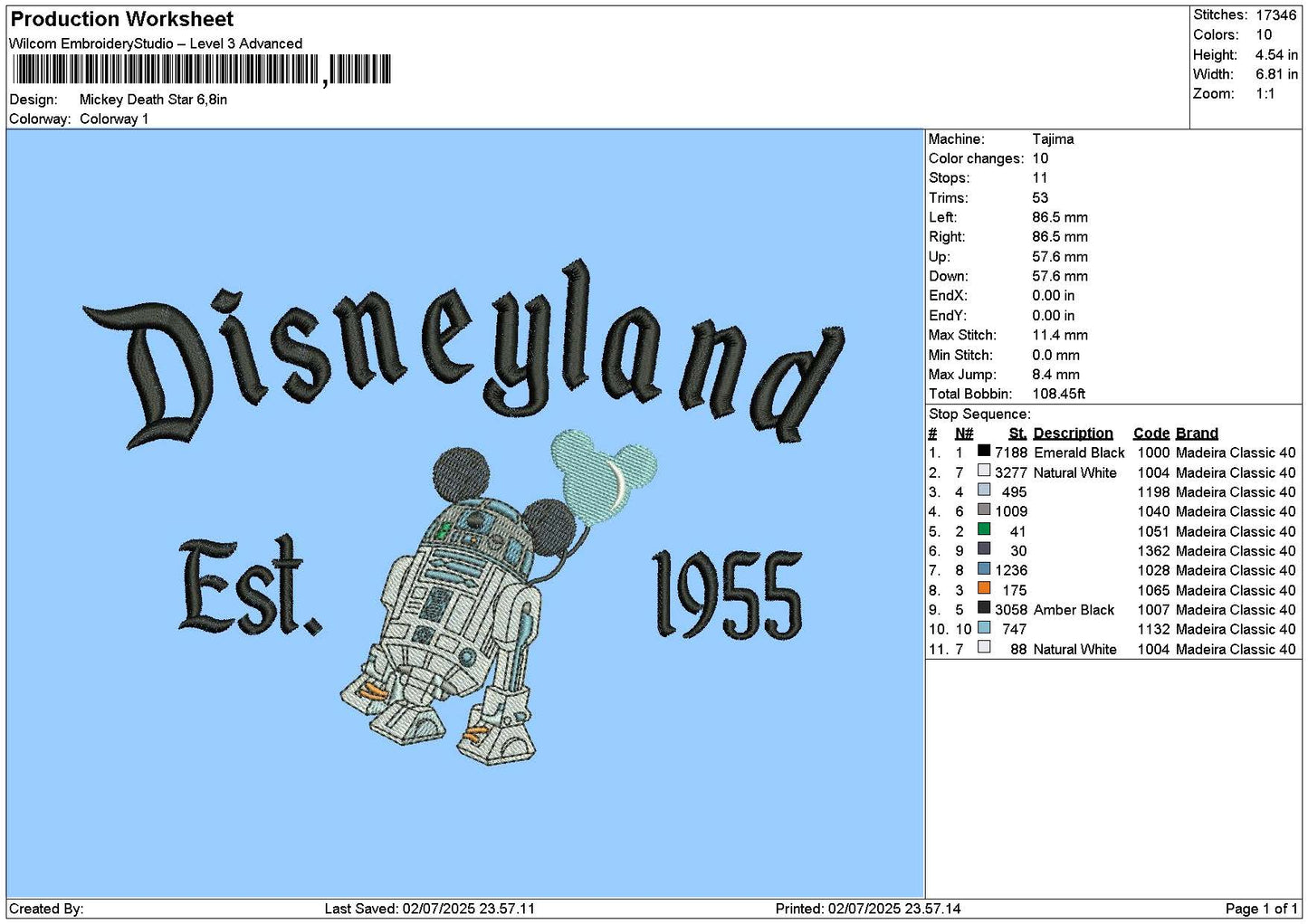 Dland Mickey 0207 Embroidery File 6 sizes