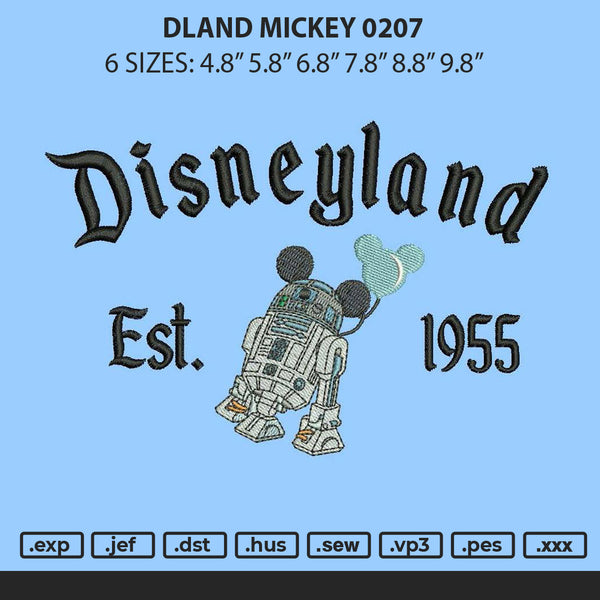 Dland Mickey 0207 Embroidery File 6 sizes