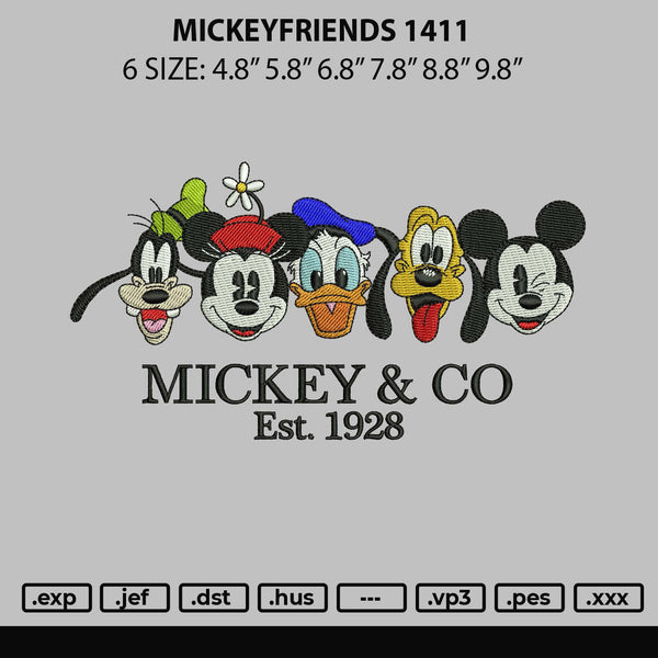 Mickeyfriends 1411 Embroidery File 6 sizes