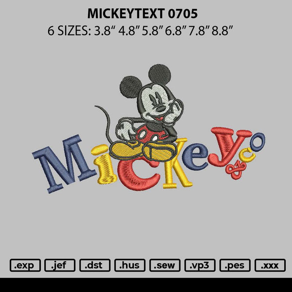 Mickeytext 0705 Embroidery File 6 sizes