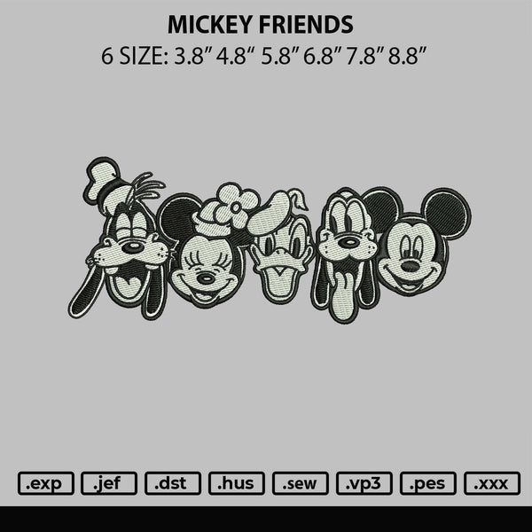 Mickey Friends Embroidery File 6 sizes