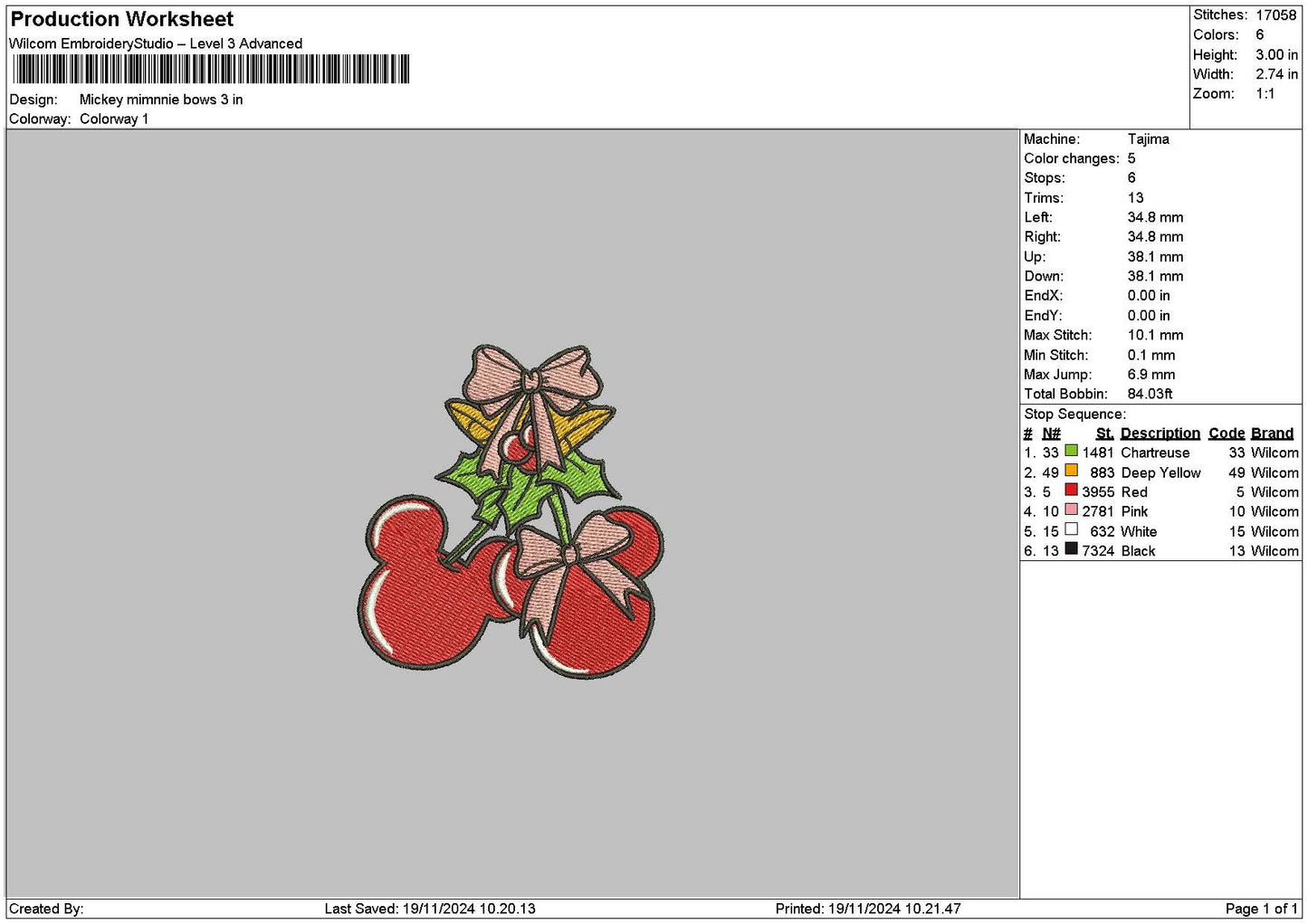 Redbows 01 Embroidery File 6 sizes
