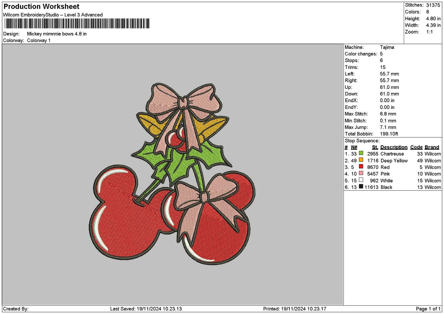Redbows 01 Embroidery File 6 sizes