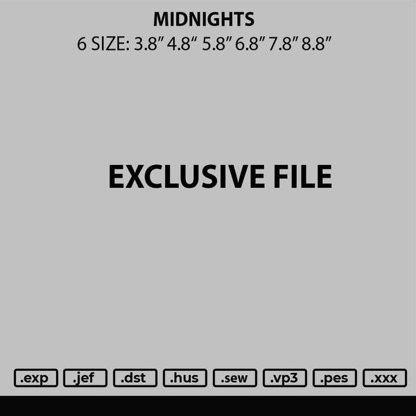 Midnights Embroidery File 6 sizes