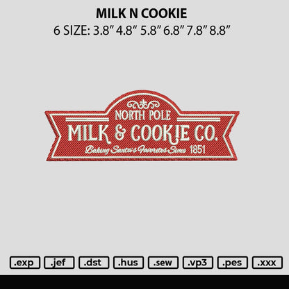 Milk N Cookie Embroidery File 6 sizes