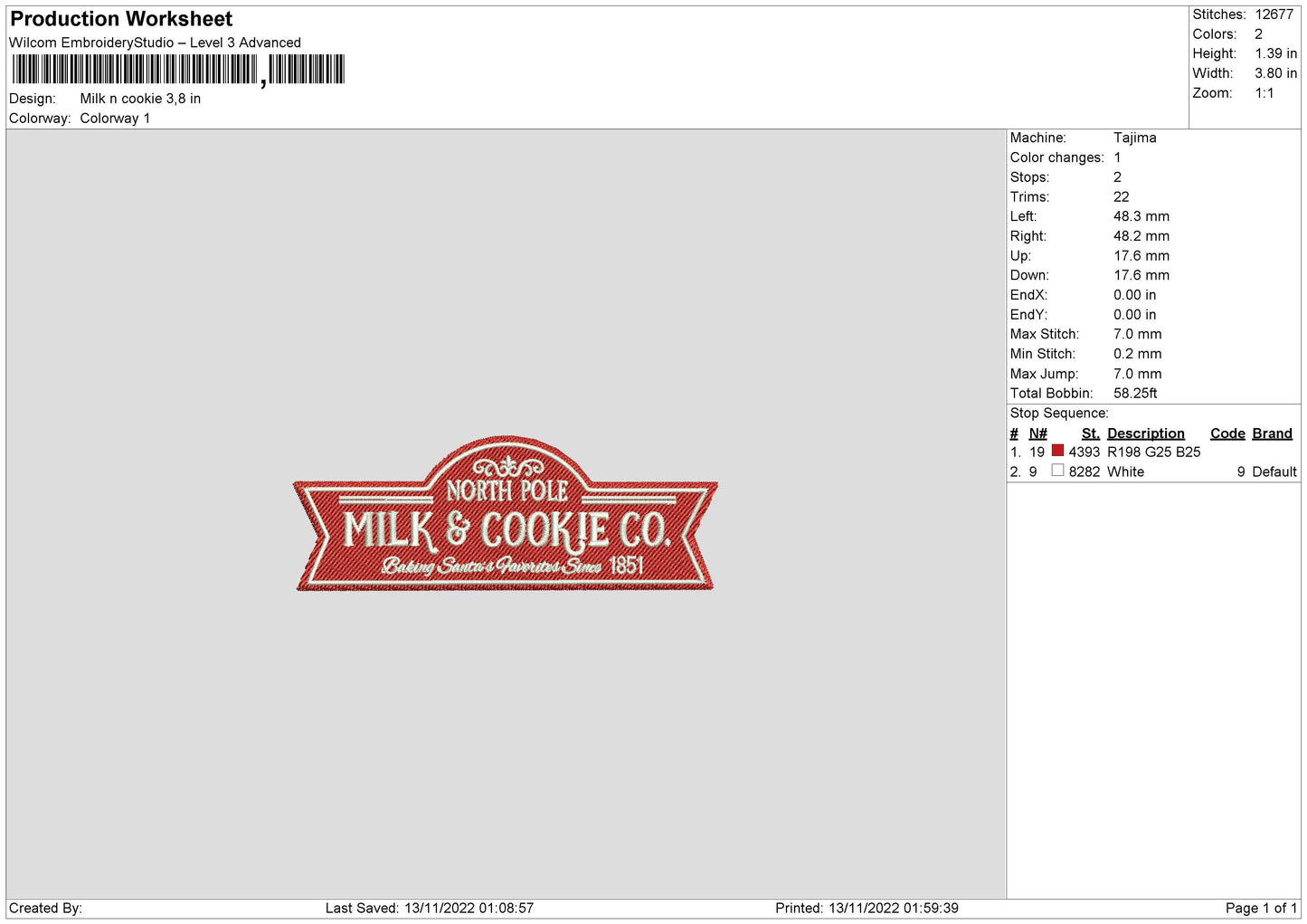 Milk N Cookie Embroidery File 6 sizes