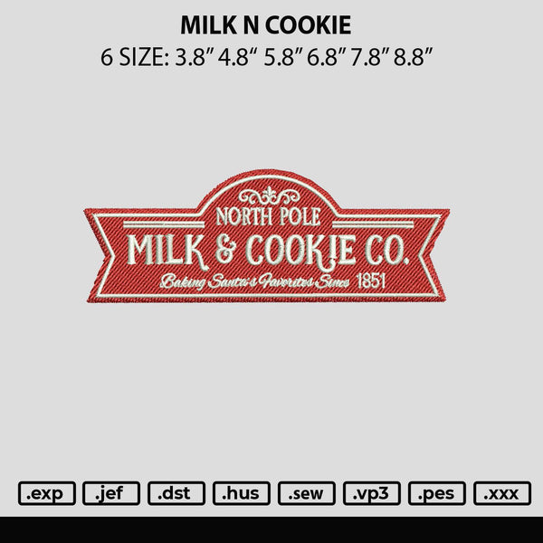 Milk N Cookie Embroidery File 6 sizes
