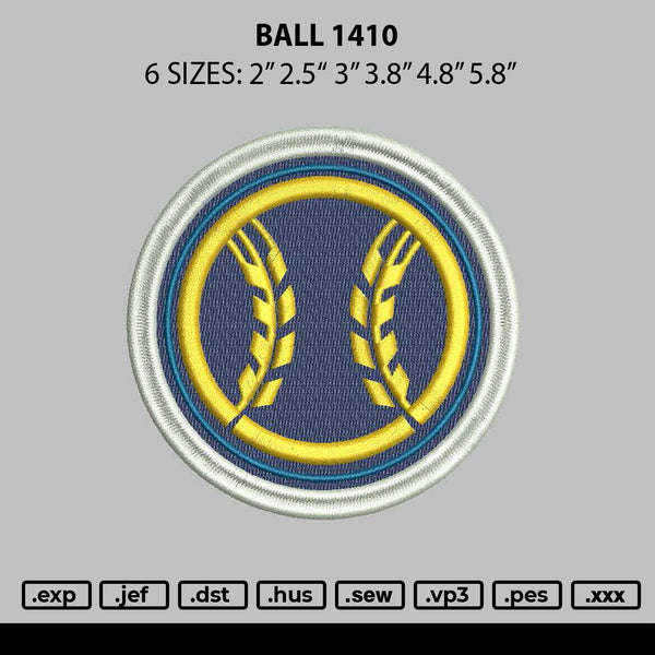 Ball 1410 Embroidery File 6 sizes